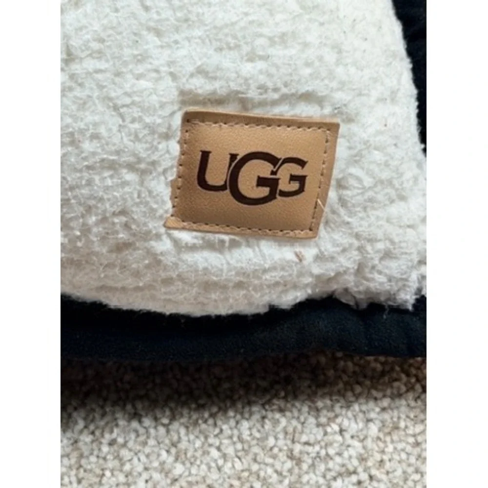 UGG Reversible Faux Shearling Sherpa Throw Pillow White Grey Black 20x20